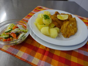 Kuřecí řízek, zeleninový salát