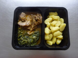 Pečená krkovička, špenát